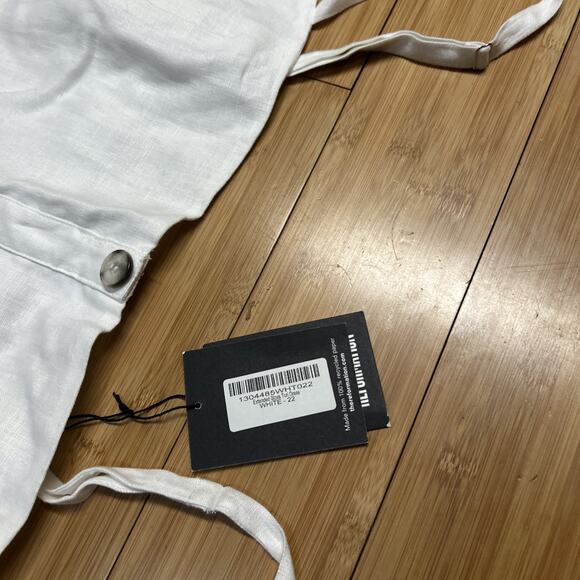 *NEW* REFORMATION Women’s 22W Sun Dress White Linen Button TORI Smocked Pockets - Picture 4 of 9